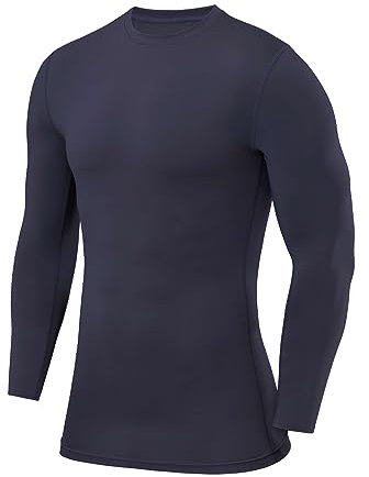 PowerLayer Kids Base Layer Long Sleeve Compression Shirt. Lightweight and Moisture Wicking Thermal Top for Football, Rugby, Soccer and Gym for Boys - Graphite (Boys), 6-8 Years