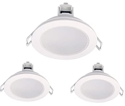 3 faretti LED da incasso per cartongesso, dimmerabili con dimmer triac, 220 V 5.5 W 574 Lumen, Ø 87 mm x 37 mm, foro 65-74mm, impermeabile IP65, attacco rapido (bianco, bianco neutro 4000K)