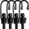 BEXSLE Bungee Cords With Hooks, Heavy Duty Outdoor Elastic Bungee Straps，No odour Industrial Grade bungee rope For Securing Tarps, Luggage, Tents, Bikes or garden tidying 48inch 4Pcs (Black)