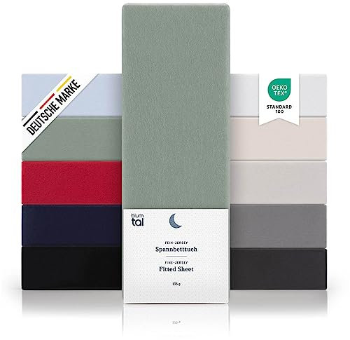 Blumtal® Basics Spannbettlaken 160x200cm Jersey im 2er Set - Spannbetttuch 160x200 Baumwolle - Oeko-TEX zertifiziertes Spannbetttuch 160x200cm - Matratzenbezug 160x200cm - Summergreen - Grün