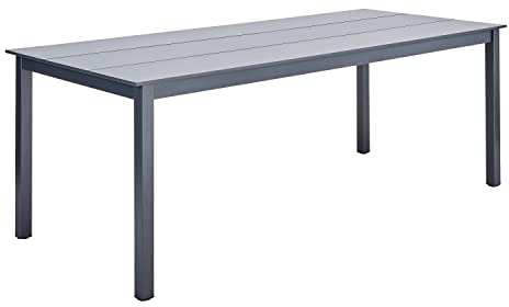 NATERIAL - Gartentisch rechteckig Dora - 6 bis 8 Personen - 206x89x75 cm - Aluminium - Duraboard - Anthrazit - Garten Esstisch - Terrassentisch