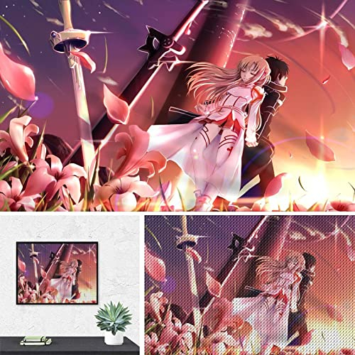 PAWCA 5D Diy Diamond Painting,Anime Sword Art Online,Kreuzstich Diamant ,Mosaik Handwerk Dekorative Malerei(round drill)-50x60cm