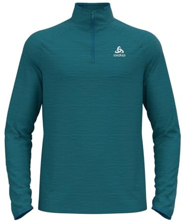 Odlo Herren Laufoberteil mit Reißverschluss Run Easy WARM, Saxony Blue Melange, XL