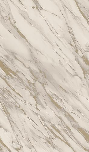 Rasch Tapete 200133 - Helle Papiertapete mit Marmor-Optik, Marmor Tapete in Beige und Gold - 10,05m x 0,53m (LxB)