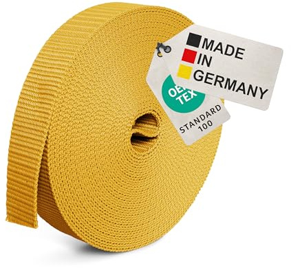BAUHELD® 10m Band universel de sangle de 30 mm [Fabriqué en Allemagne] - Bande de montage en tissu en polypropylène - Sangle pour fixer, coudre ou accessoires pour sac à dos, valise, boucle à