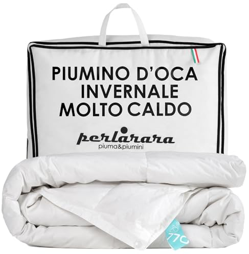 PERLARARA IDream Evolution Plus Daunendecke für Doppelbett, Winter, Maxi Daunen, sehr warm, 5 Wärmepunkte, 250 x 220 cm Maxi – Winterdecke für Doppelbett, Bezug aus 100 % Baumwolle