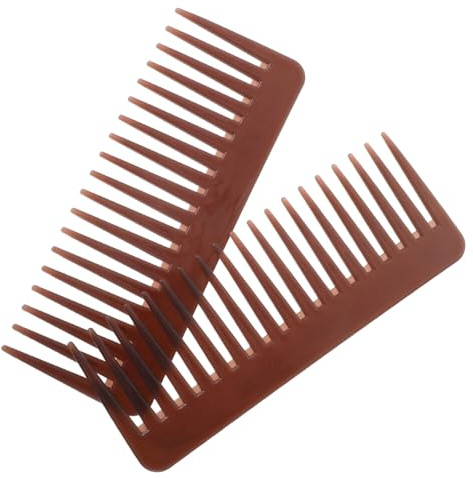 Housoutil 2 Stück-Pack Plastik Kamm Breite Zähne zum Entwirren Friseurbedarf für Nasses Lockiges Haar Tragbarer Reisekamm