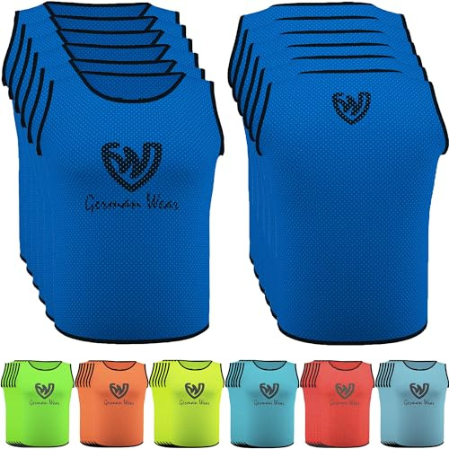 German Wear Trainingsleibchen 6er Set Fußball Leibchen aus Mikro-Polyester, atmungsaktive Trainingswesten für Kinder & Erwachsene, Team Bibs für Sport Training in Mehreren Farben