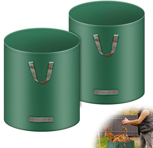 2x Sacs de Jardin Indéchirables, 500L Sac Jardinage Déchets, Autoportant, Big Bag avec Poignées, Étanche, Pliable et Réutilisable, Sac Végétaux Jardin 150 g/m² (2)