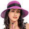 S.ROMZA Sombrero de paja para mujer con cordón de viento, ala ancha, plegable, para playa, verano, protección UV 50+, gorra con lazo, Rose Pink, Talla única