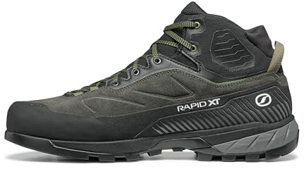 SCARPA Men's Rapid XT Mid GTX Waterproof Gore-Tex Leather Hiking & Approach Boots - Shark/Military - 11.5-12 Men/12.5-13 Women