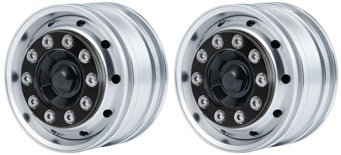 AXspeed Metall Vorderseite Felgen, 2 Stück Hex Radnaben für 1:14 Tamiya Anhänger Traktor Auto Zubehör (Schwarz)