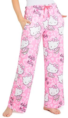 Hello Kitty Pantalon de Pyjama Femme avec Taille Élastiquée - Vêtements de Nuit Femme (2XL, Rose)