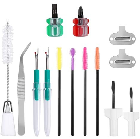 14pcs Sewing Machine Cleaning Kit, Sewing Machine Cleaning Tools Including Tweezers Brushes Screwdrivers Seam Rippers Multipurpose Sewing Machine Tools
