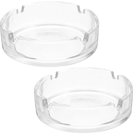 2 Pièces cendrier Accessoire de décoration de table verre bac à cendres coupe-vent récipient à cendres fumantes conteneur à mégots de cendres Transparent Gatuida