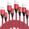 4Pack USB C Charger Cable 2M+2M+2M+2M Type C Charger Cable Fast Charging 3A Nylon Braided USB C Cable for iPhone 15 Plus Pro Max, Samsung Galaxy S24/S23/S22, Huawei P40/P30, Google Pixel (Red)