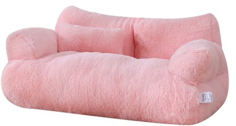 Yuly Canapé pour Chats ou Petits Chiens,Panier Chat et Chien Moelleux,Coussin Chat Anti Stress et Antidérapant,Lit Confortable Lavable pour Chat Chien Petit Moyen Taille (Rose,58 * 38 * 18cm)