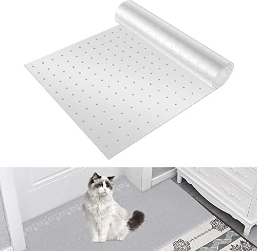 Gatphy Carpet Protector for Pets, 38x110cm Cat Scratch Protectors Anti-Scratch Under Door Cat Scratch Carpet Easy to Cut Rug Protector Mat Non Slip PVC Floor Stopper