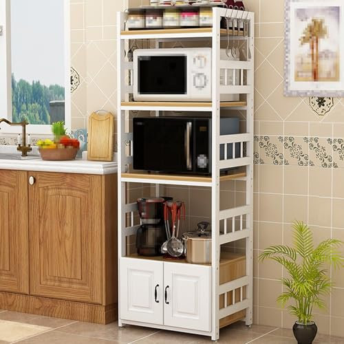 Rostfreies 5-stufiges Küchenregale Stehend, Mikrowellenschrank mit Metallfüße und Schränke, Preferred Thickened Steel Frame, Suitable for Kitchen, Study(80cm*45cm*165cm)