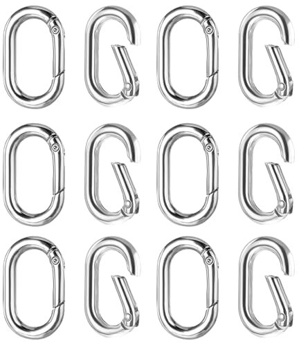 12 Stück Oval Spring Karabinerhaken, Karabiner Edelstahl, Oval Ring Buckle, Metal Karabinerhaken Clip, für Taschen,Geldbörsen, Reisen, Wandern