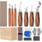 Wood Whittling Kit for Beginners, 24PCS Wood Carving Tools Kit, Includes 6PCS Basswood Carving Blocks and 7PCS Whittling Tools, Gloves,Tape, Roll Bag, Sharpener for Widdling Kit (24PCS)