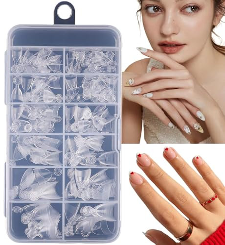 120pcs Short Almond Nail Ti/ps,Half Cover Clear Matte Nail Ti/ps,French False Nails Ti/p Extensions,Soft Gel Full Cover Matte N/ail Ti/ps,Nail Art Ti/ps with Assortment Box,12 Sizes for Manicure DIY