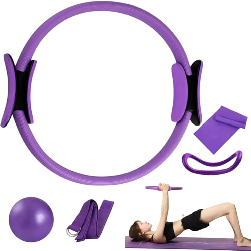 BAISHUWU Pilates Ring Set, Pilates Rings Kit Für Frauen, Yoga Widerstandsring, Yoga Fitness Ring, Yoga Fitness Magic Circle, Yoga Ring Mit Doppelgriff, für Beine Arme und Oberschenkel Gewichtsverlust
