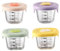 4pcs contenedores de alimentos para bebés 230 ml de vidrio no tóxico redondo y cuadrado frascos de alimentos para bebés con tapa y escala de silicona -20-400 ℃ Contenedores de almacenamiento de