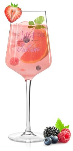 GRAVURZEILE Leonardo Weinglas mit UV-Druck - It's Lillet Time V2 - Personalisiert mit Name - Bedrucktes Weinglas mit Spruch für Lillet Sangria Aperitif & Cocktail Liebhaber zum Geburtstag - Puccini UV