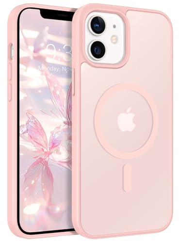 ROUMAYMAY Coque pour iPhone 11/XR, Magnétique Fort [Compatible avec MagSafe] Mat Lisse Translucide Protection de Qualité Fine Mate Coque de Téléphone Aimanté pour iPhone 11/XR 6,1'' Rose