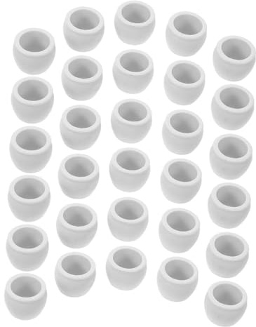 Miniature Flower Pots 50pcs White Plastic Dollhouse Décor | Realistic Details, Versatile Design for Architectural Sand Tables and Desktop Decorations