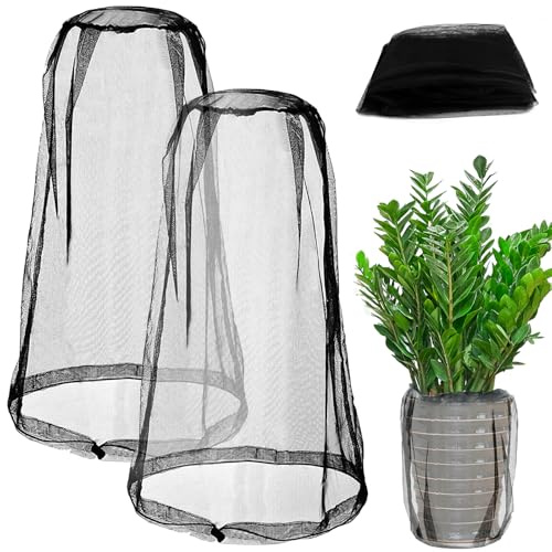 2 Pcs Plant Pot Soil Guard, 53*66 cm Insect Netting Fine Mesh, Garden Bug Netting Plant Cover, Plant Fleece Frost Protection, Garden Fruit Cover Mesh Bag, Child safety device for indoor plants
