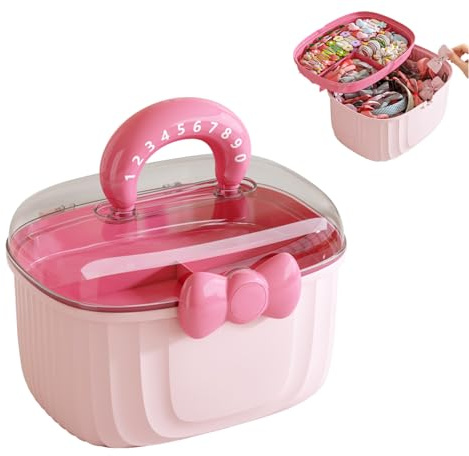 Bssowe Aufbewahrungsbox 3 Etagen, Haargummi & Haarspangen, Rosa Plump