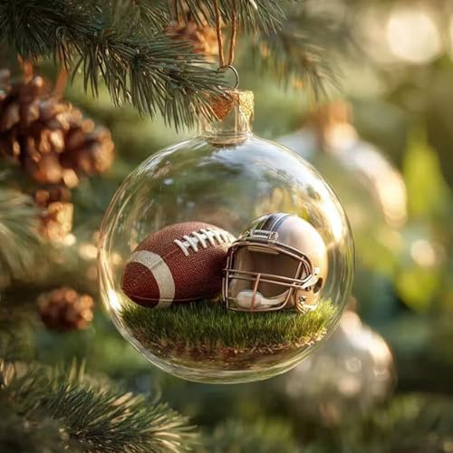 Golf-Kristallglas-Ornament-Set, Fußball-Ornamente für Weihnachten, Baum, Sport, , transparent, Weihnachtskugeln, Baum, hängende Weihnachtsdekoration, für Kaminsims, Kamin, , drinnen und