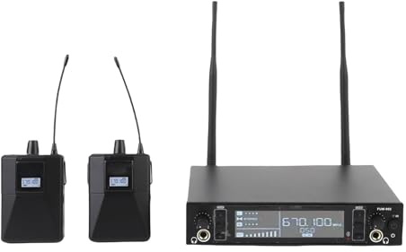 Horett IEM Inalámbrico Tecnología UHF Calidad de Sonido Estable Receptor de Petaca Diseño Liviano Pantalla LCD Rendimiento en Escenario (Enchufe Europeo)