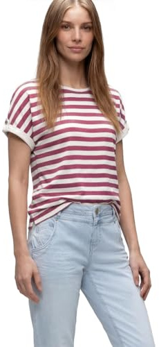 Street One Dropped Shoulder Shirt mit Streifen Dark Clouded Blush 38