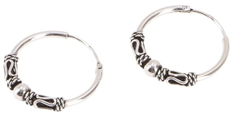 Ethno Ohrringe, Boho Silbercreolen, 925 Silber, 1,8 cm/Model 9