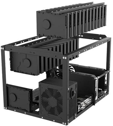 Gehäuse Mit Offenem Rahmen – Stapelbares SPCC-Stahlschwarz-Mining-Chassis, Motherboard-Unterstützung, Festplatten-Server-Computer-Rack, Luftgekühlte Metallstruktur, | Hartschalenkoffer Für Kryptowähru