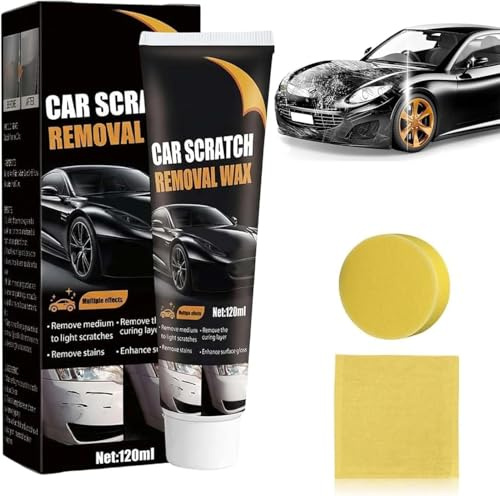 Car Scratch Remover, 2026 New Paint Rapid Scratch Remove, 120 ml Scratch Removal Wax, with Wipe Sponge, Paint Scratch Repair Paste for Light Scratches, Swirl Marks and Scuffs, for All Paint Types (1)
