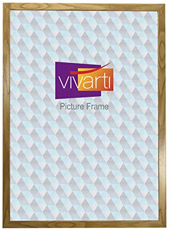 Vivarti Oak Finish Light Wood Picture Frame (50 x 70 cm) Portrait or Landscape Photo Frame with Clear Styrene Sheet & Wall Mounted Hook for Photos, Pictures, Posters, Decor, Certificate Frame