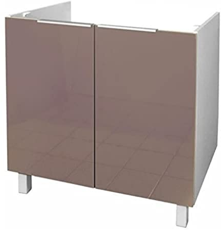 Berlioz créations CE8BT gabinete Sub-Abajo del Fregadero de Cocina de Color Topo del Alto Brillo 80 x 52 x 83 cm