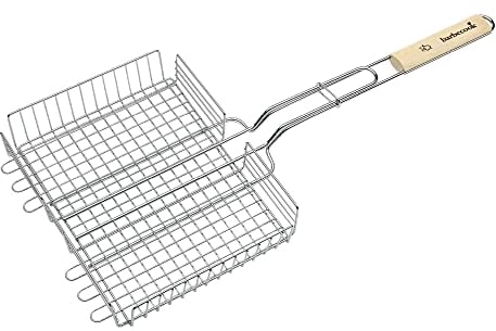 barbecook Cestello a Doppia Griglia FSC, Accessori Barbecue, Utensile per Barbecue, Griglia Barbecue per Carne e Verdure, Facile da Pulire, Argento