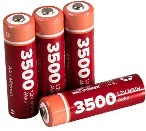 MC Power Mignon Akku AA mit 3500 mAh, 4 Stück (1er Pack) wiederaufladbar geringe Selbstentladung wiederverwendbar