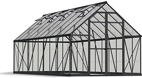 Canopia by Palram Gewächshaus Gross Balance 8x20 Treibhaus 244x607cm Aluminium Grau Tomatenhaus Polycarbonatplatten UV-beständig