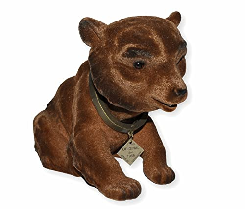 RAKSO Wackel Figur Braunbär Wackeltier H 18 cm groß sitzend Dekofigur mit Wackelkopf