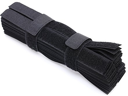 ASHATA Kabelbinder, 50pcs/Lot Wiederverwendbare Wire Organizer Kabelhalter Magic Tape Ties Cord Straps(schwarz)