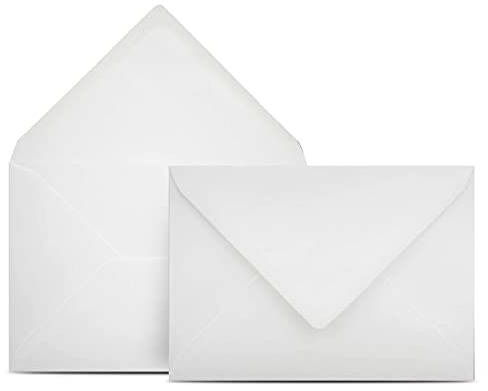 50 Briefumschläge DIN C6 Weiss - 11,4 x 16,2 cm - Kuverts mit 100 g/m² Nassklebung spitze Klappe - Umschläge ohne Fenster - Colours-4-you