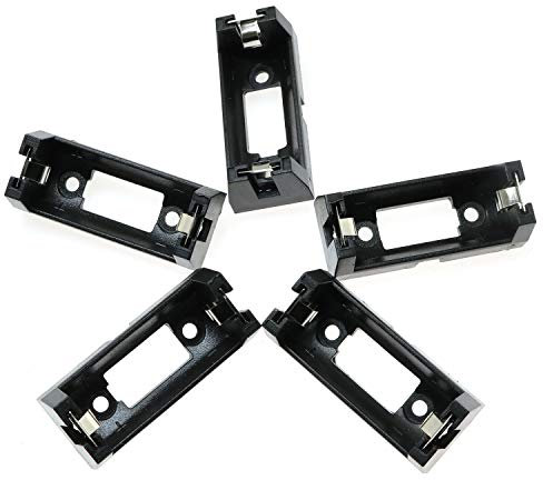 E-outstanding CR123 Battery Holder 5PCS Black PCB Plug-in Type CR123A Lithium Battery Holder Socket Box Clip Case with Solder Mounting