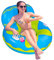 Pool lounger float for adult, Float Hammock,Inflatable Rafts Swimming Pool Air Sofa Floating Chair Bed,with two handle and a big cup holder,Great for chilling in the pool(Blue 105x105x70cm)