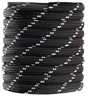 CCSOFTIME Runde Schnürsenkel für Stiefel Wanderschuhe Arbeitsschuhe Trekkingshcuhe Reißfeste Ersatz Schuhbänder 4mm Dicke Boots Shoe Laces für Herren Damen,Schwarz Weiß-120cm